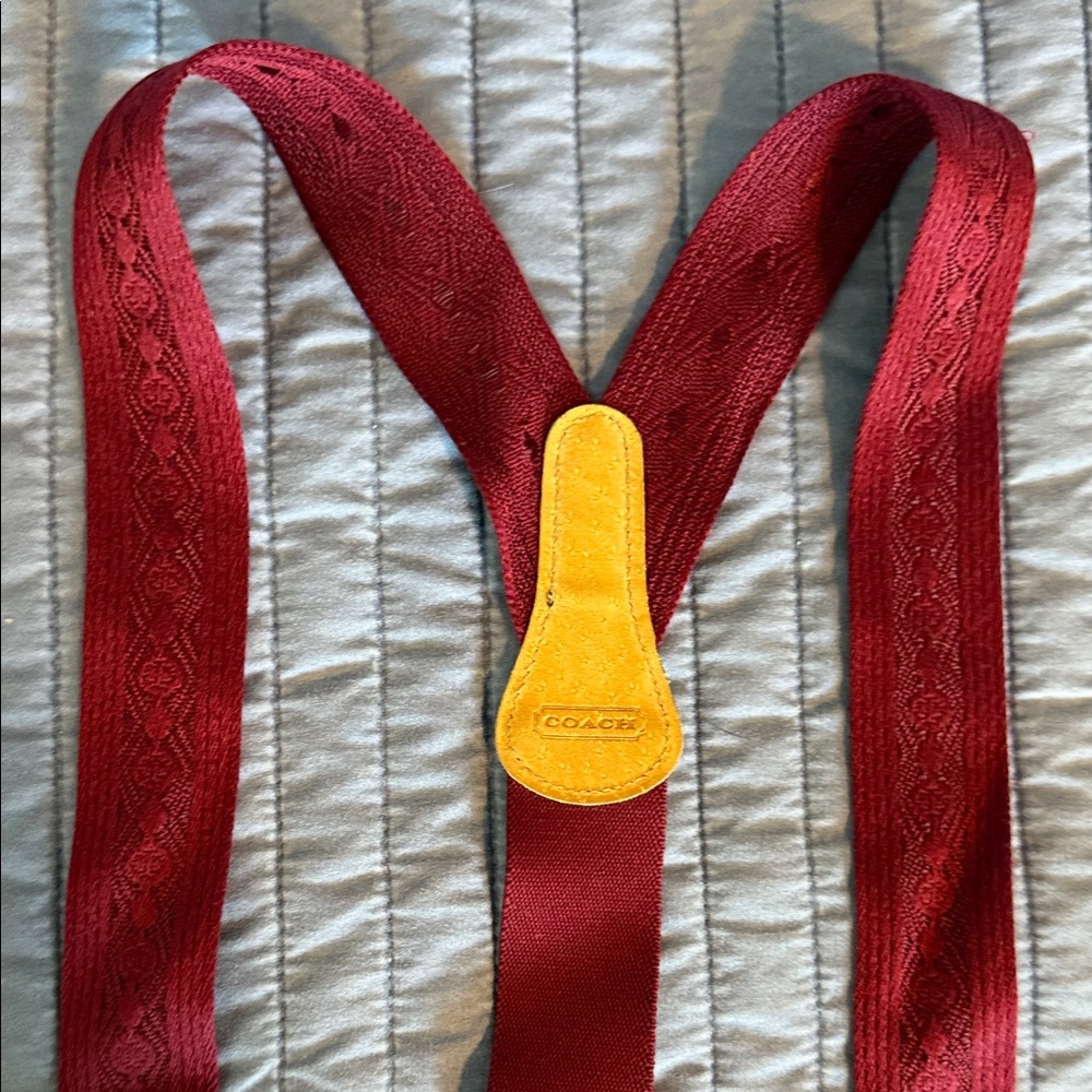 Coach Burgundy Suspenders with Black Leather Accent